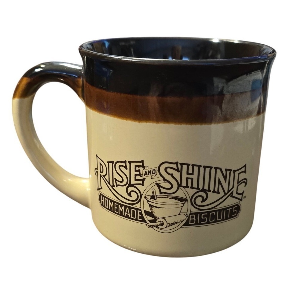 Vintage 1984 Hardee's Rise‎ and Shine Homemade Biscuits Coffee Mug Brown Cream